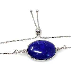 Lapis Lazuli Gemstone Bracelet, Sterling Silver Bolo Bracelet, AAA Quality Lapis Lazuli Bracelet, Gifts for Her