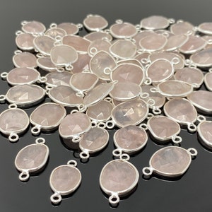 5Pcs/ 10Pcs Rose Quartz Connector,  Gemstone Connectors, Wholesale Bulk Jewelry Supplies, 19x10mm-24x13mm