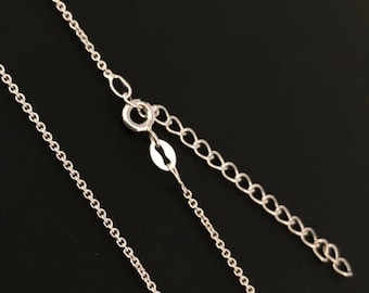 Sterlingzilveren ketting ketting, zilveren schakelketting 1,5 mm, sieraden, groothandel doe-het-zelf sieraden maken, 18" plus 2" verlengketting