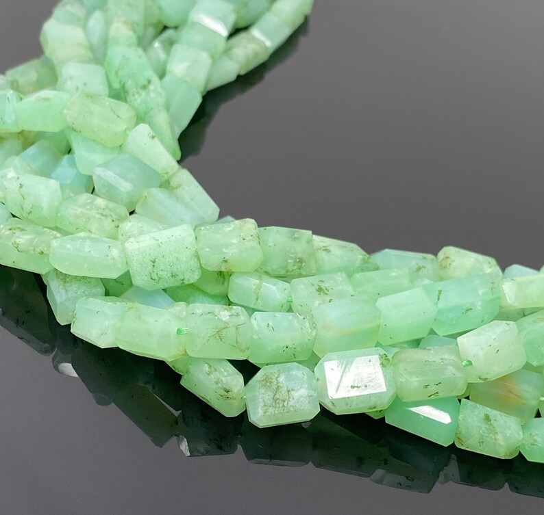 11mm 7mm Natural Chrysoprase Gemstone Beads Nugget Beads Bulk Wholesale Beads 10\u201d Strand