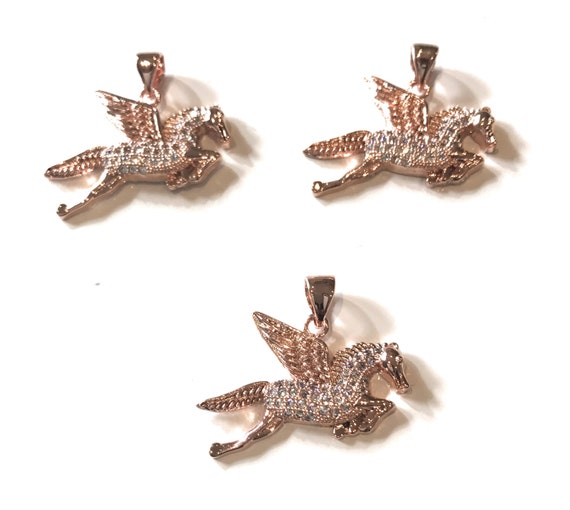 Rose Gold Horse Pendant Pave Findings Pegasus Charm Diy - Photo Pendant Supplies Rose Gold Horse Pendant Pave Findings Pegasus Charm Diy - Photo Pendant Supplies