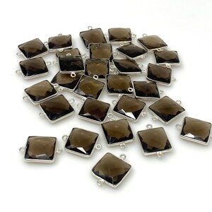 9Pcs / 10Pcs Smokey Quartz Connectors, Silver Plated Gemstone Connectors, Wholesale Jewelry Findings forJewelry Making, Bulk Charms