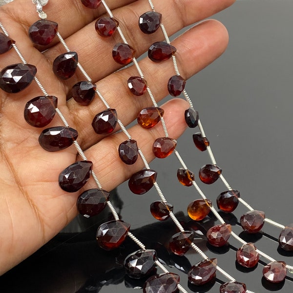 8" Mozambique Garnet Gemstone Beads, Garnet Pear Shape Faceted Beads Jewelry Supplies for Jewelry Making, Wholesale Bulk Beads