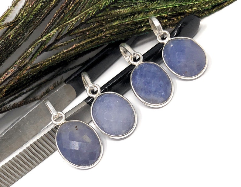 Gifts for Her Birthstone Pendant Sterling Silver Blue Sapphire Pendant DIY Jewelry Making Natural Gemstone Pendants