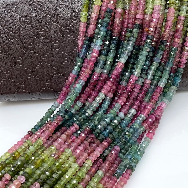 14.5” Natural Tourmaline Gemstone Beads, Watermelon Multi Color Tourmaline Beads, Wholesale Bulk Beads, 2.75mm - 3mm