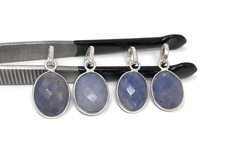Gifts for Her Birthstone Pendant Sterling Silver Blue Sapphire Pendant DIY Jewelry Making Natural Gemstone Pendants