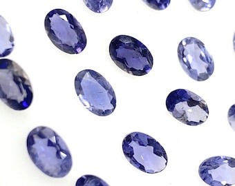 10 pezzi di pietra preziosa naturale di iolite, pietre preziose sfuse ovali sfaccettate di iolite africana di grado AAA, pietre per anelli, 5x3,75 mm