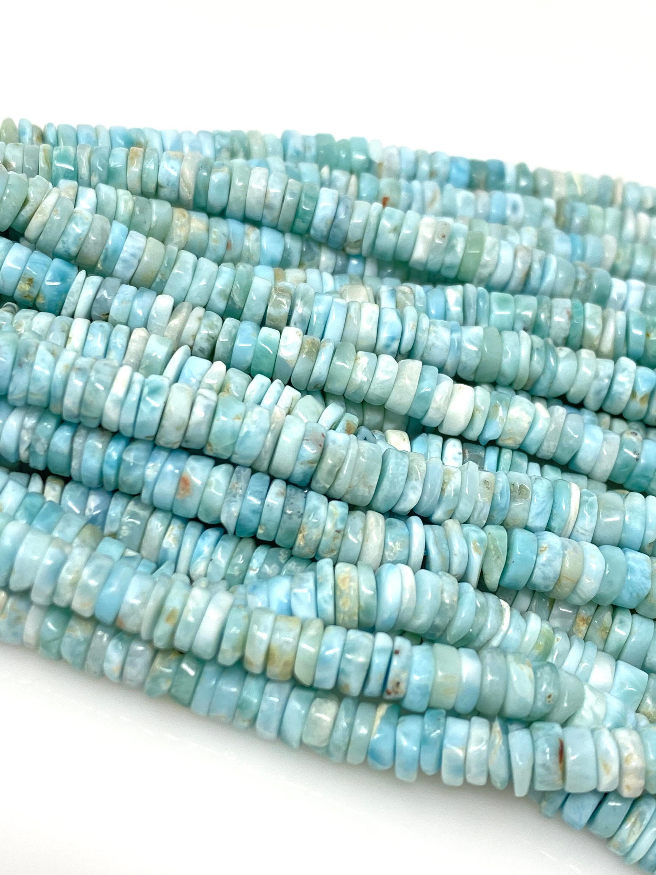 16 Natural Larimar Heishi Beads Larimar Gemstone Beads Bulk Etsy