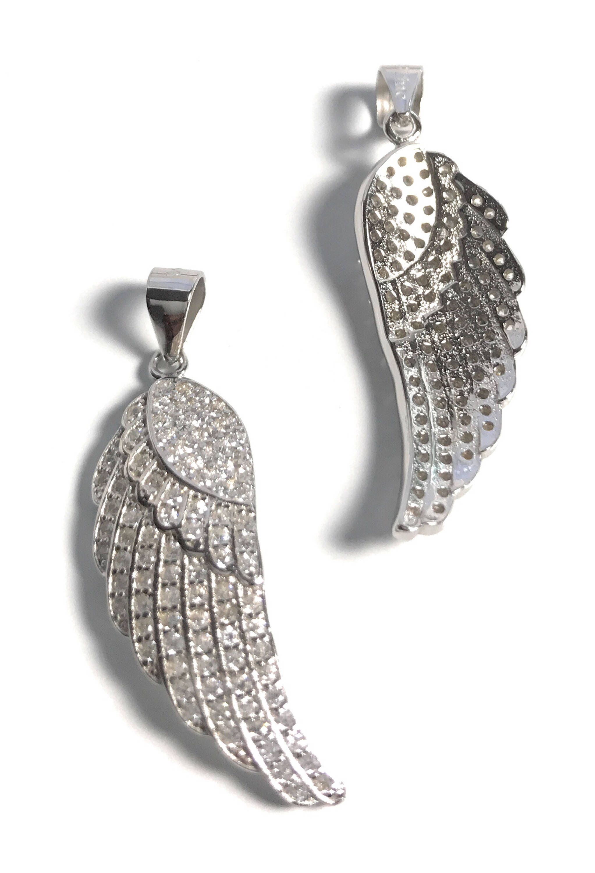 CZ Micro Pave Sterling Silver Wing Pendant Jewelry Supplies Etsy
