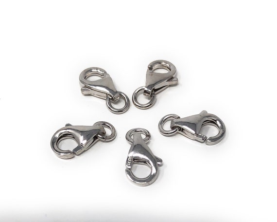 5 Pcs Sterling Silver Lobster Clasp, Lobster Claw Clasp, Jewelry Findings  for DIY Jewelry Making, Wholesale Bulk Silver Findings, 8x5.5mm 