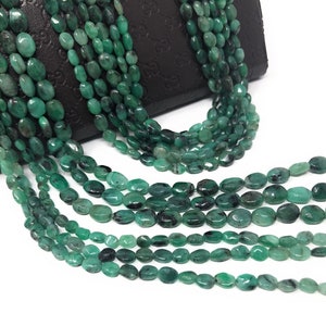 13&quot; Natural Emerald Gemstone Beads, Smooth Emerald Oval Beads for Jewelry Making, May Birthstone Jewelry Supplies