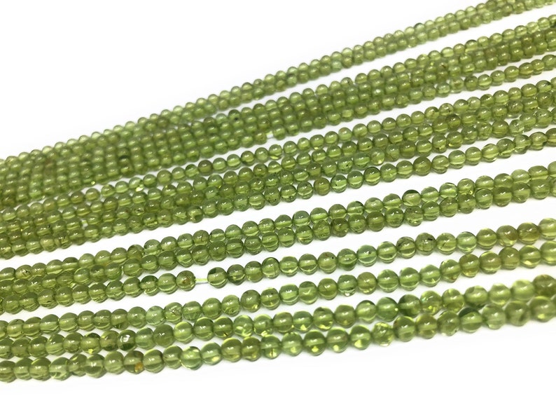 13.75 Strand Natural Peridot Smooth Gemstone Beads Bulk Beads for Jewelry Making Genuine Gemstone Wholesale Beads 4mm Beads
