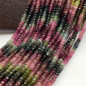 13&quot; Tourmaline Gemstone Beads Natural Watermelon Tourmaline Beads Wholesale Jewelry Supplies Bulk Beads for DIY Jewelry Making, 4.5mm