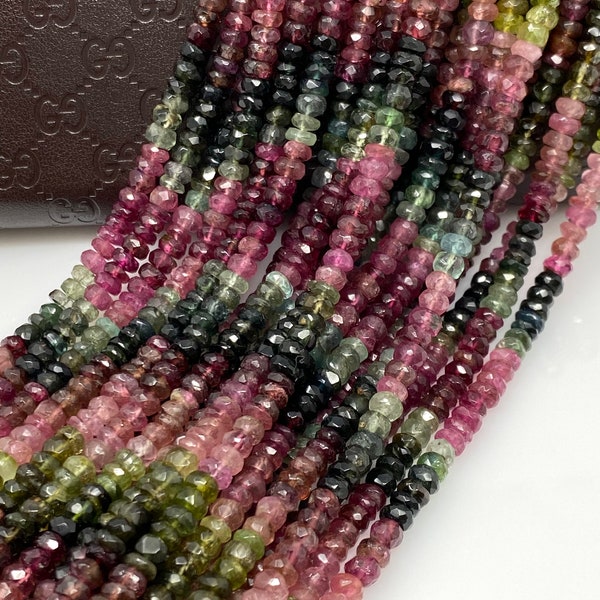 13" Tourmaline Gemstone Beads Natural Watermelon Tourmaline Beads Wholesale Jewelry Supplies Bulk Beads for DIY Jewelry Making, 4.5mm