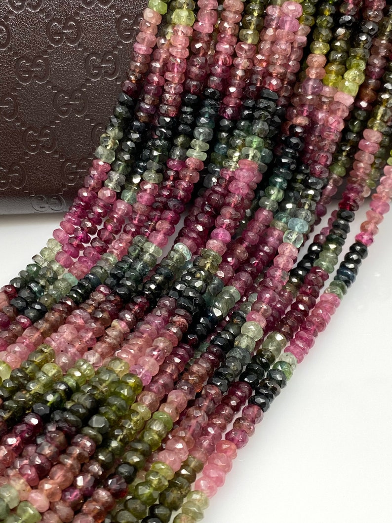 13 Tourmaline Gemstone Beads Natural Watermelon Tourmaline Beads Wholesale Jewelry Supplies Bulk Beads for DIY Jewelry Making, 4.5mm image 1