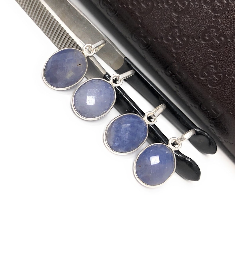 Gifts for Her Birthstone Pendant Sterling Silver Blue Sapphire Pendant DIY Jewelry Making Natural Gemstone Pendants