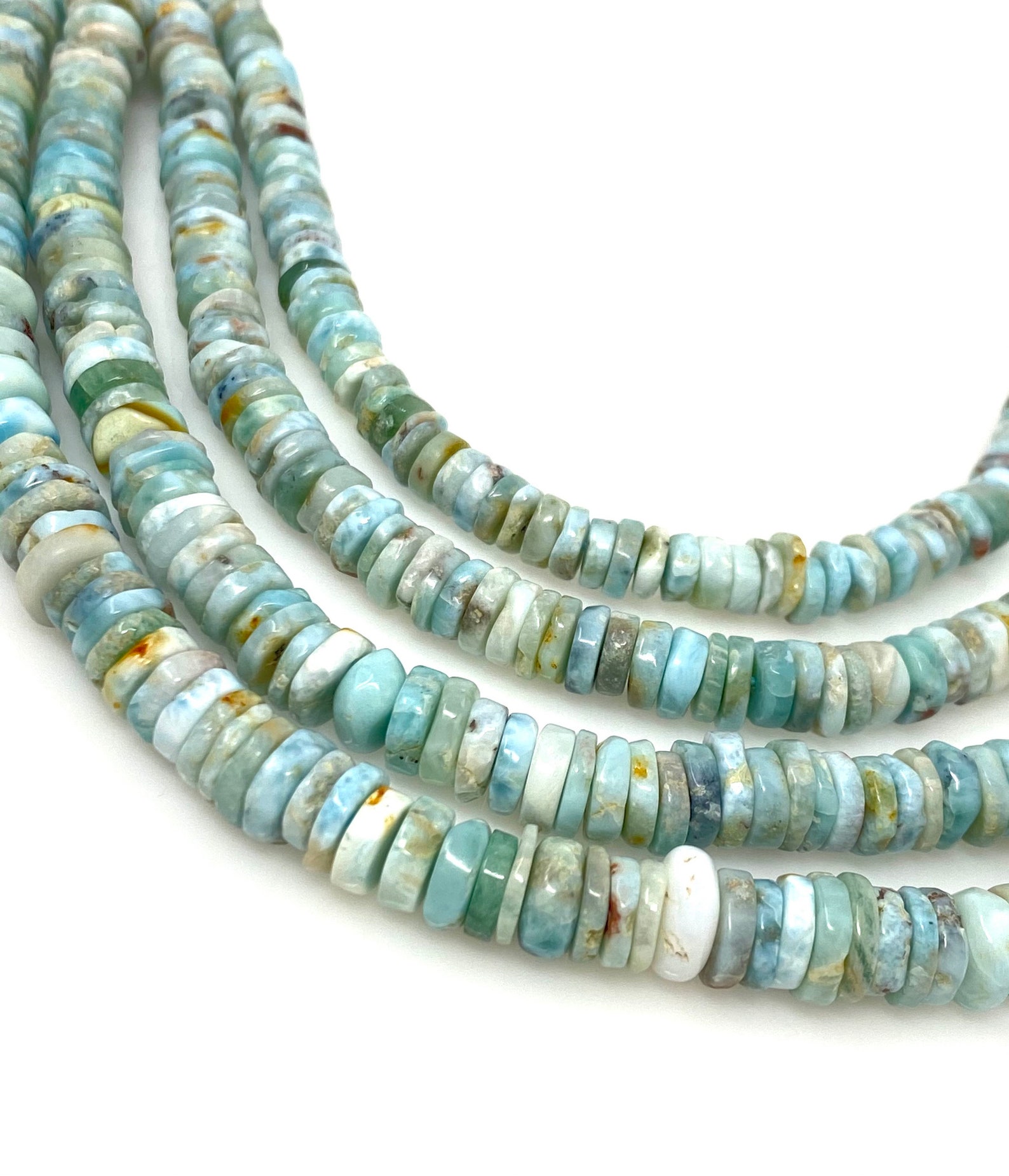 16 Natural Larimar Heishi Beads Larimar Gemstone Beads Bulk Etsy