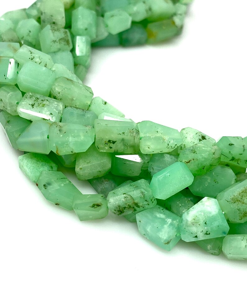 11mm 7mm Natural Chrysoprase Gemstone Beads Nugget Beads Bulk Wholesale Beads 10\u201d Strand
