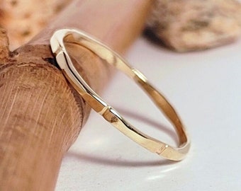 Baby Bamboo Ring, Solid 10k/14k Gold Bamboo Ring, Handmade Gold Rings, Simple Gold Rings, Delicate Gold Bands, Gold Thumb Rings, Best Gift