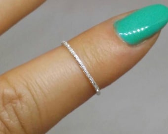 Stardust Eternity ring - Handmade Ring - Dainty Silver Ring - Thin Ring - silver toe Ring - Midi Ring, Minimalist Ring, knuckl ring