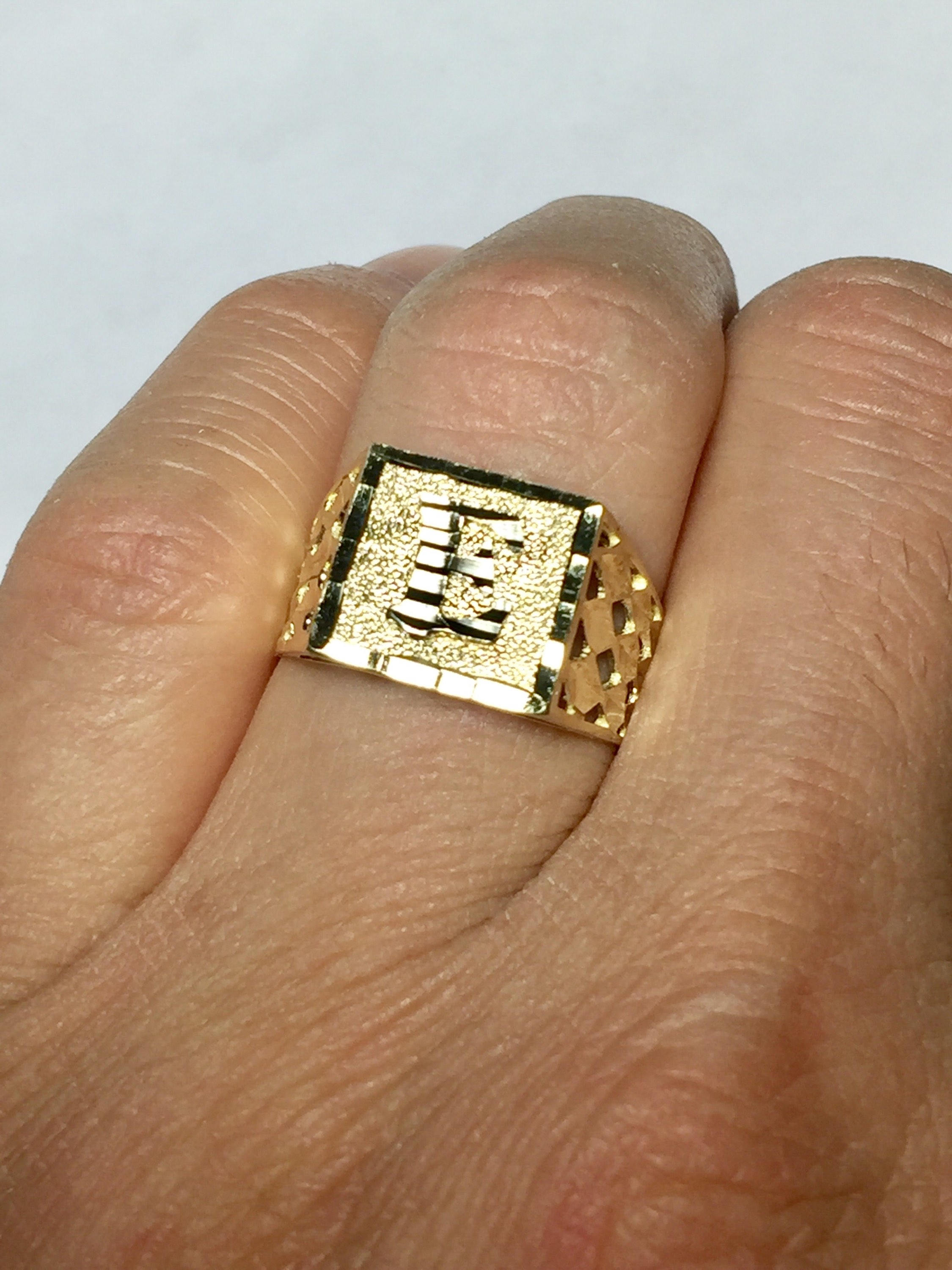 10k Solid Men ring monogram jewelry Men Pinky rings Etsy
