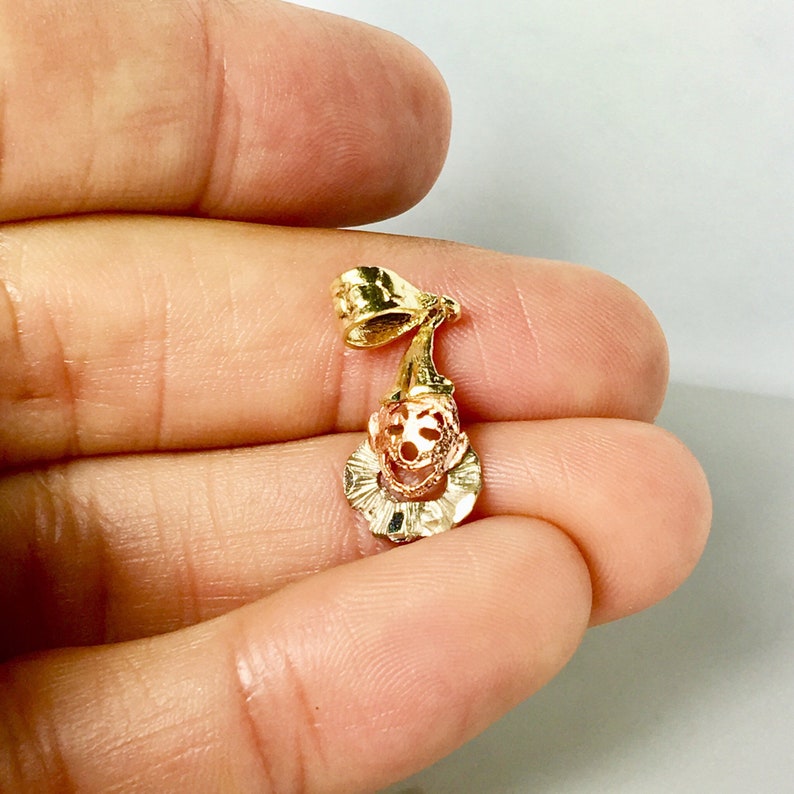 pendant diamond cut design gold pendant yellow, rose, and white gold 10k solid gold necklace pendant clown design gold charm tri-gold