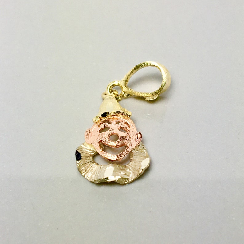 pendant diamond cut design gold pendant yellow, rose, and white gold 10k solid gold necklace pendant clown design gold charm tri-gold