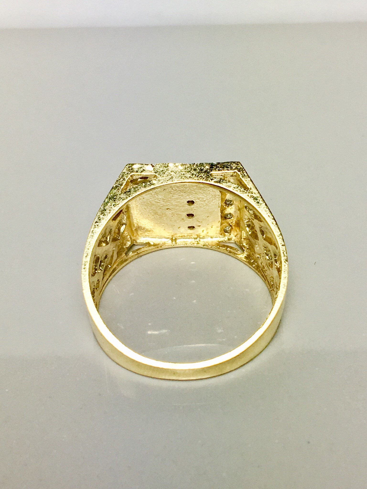 Solid 10k Real Gold/ Initial Gold Ring/ CZ Stones/ Statement Etsy