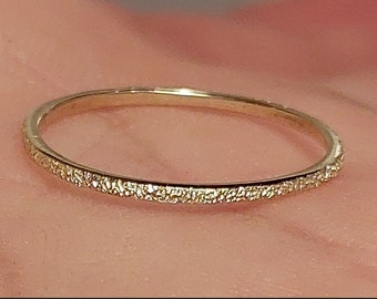 14k/10k Solid Gold  Stardust Ring - Thin Gold Ring - Gold Pinky Ring - Bridesmaid Ring Gold - Gold Midi Ring -Stacking Ring Sale- Thumb Ring