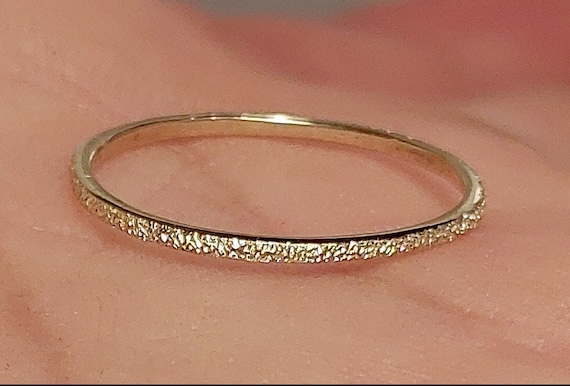 14k/10k Solid Gold  Stardust Ring - Thin Gold Ring - Gold Pinky Ring - Bridesmaid Ring Gold - Gold Midi Ring -Stacking Ring Sale- Thumb Ring