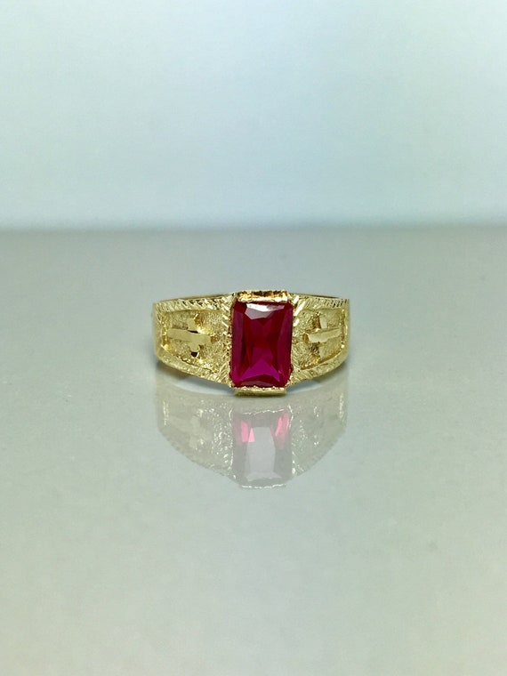14k Solid Gold Baby Rings - Gold Ruby Rings - Gold