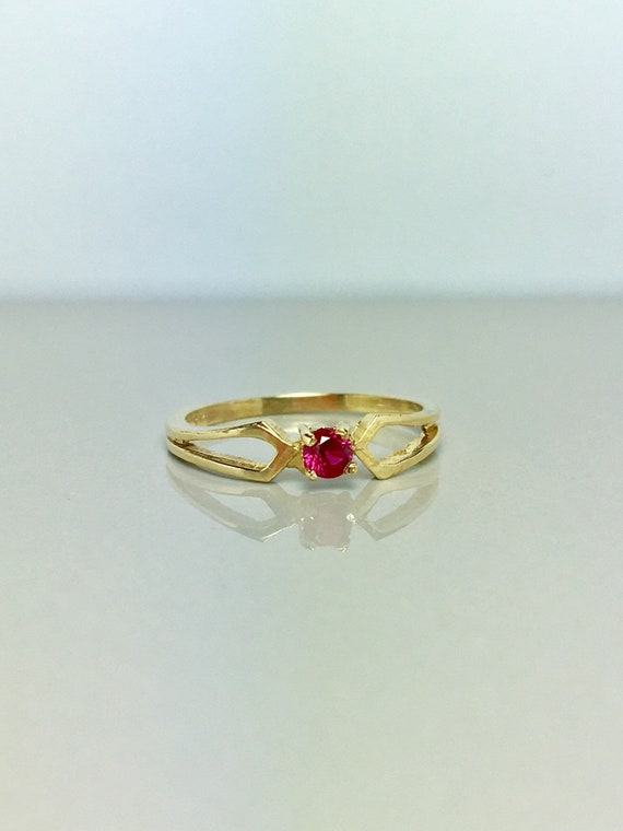 14k Solid Gold Baby Rings - Gold Ruby Rings - Gold