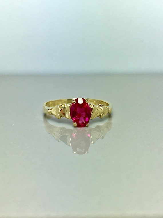 14k Solid Gold Baby Rings - Gold Ruby Rings - Gold
