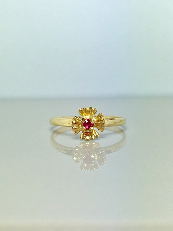 14k Solid Gold Baby Rings - Gold Ruby Rings - Gold