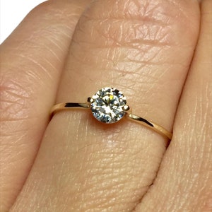 14k 10k Solid Gold Floating Diamond CZ Ring - Promise Ring - Engagement Ring - Friendship Ring - Stack Rings - Wedding Ring - Solitaire Ring