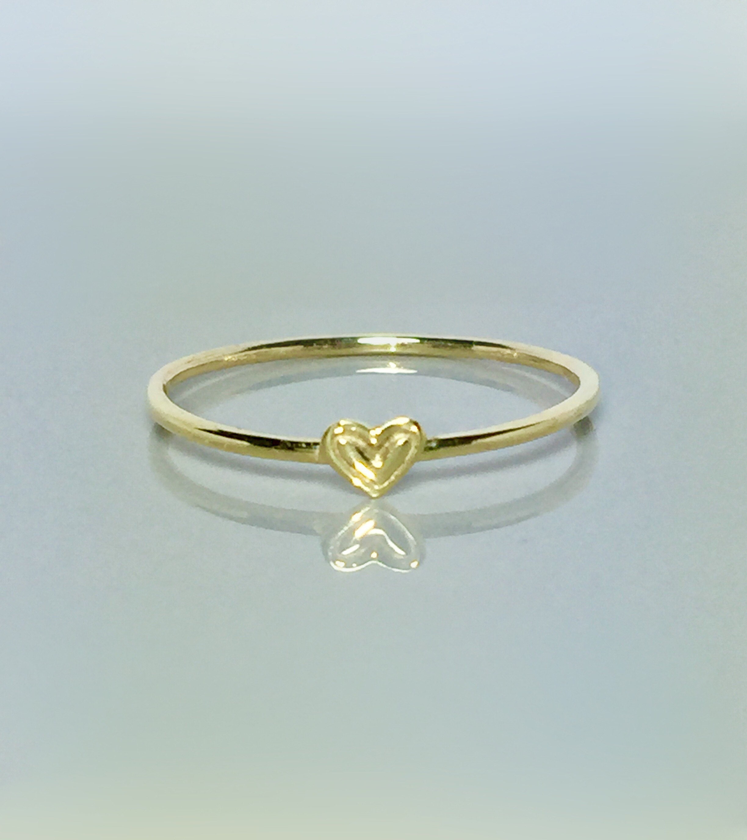 14k 10k Gold Heart Ring Rings for Girls Thin Gold Rings Etsy UK