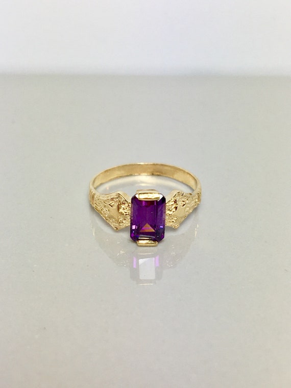 14k Solid Gold Baby Ring - Amethyst Rings - Gold C