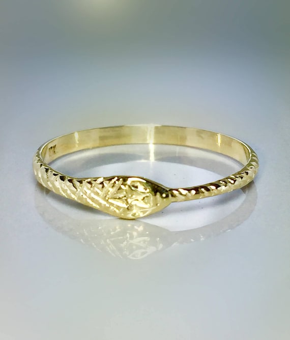 Ouroboros Snake Ring, 10k/14k Gold Snake Ring - Gold Thumb Ring