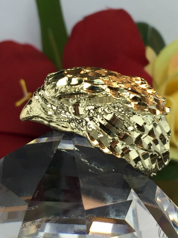 14k Gold Men American Eagle ring - Men Gold Eagle