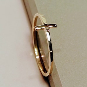 14k/10k Real Solid Gold Cross Ring - Gold Stardust Ring - Minimalist Gold Ring - Gold Stacking Rings - Gold Midi Ring - Gold Pinky Ring