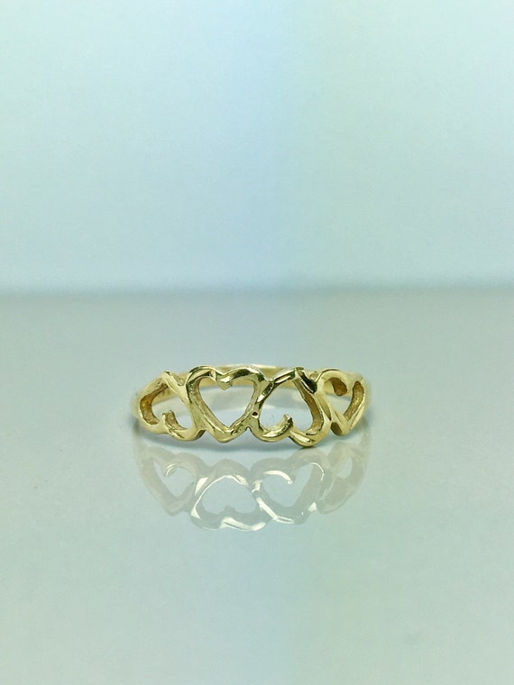 10k Solid Gold Baby Rings - Gold Heart Rings - Gol