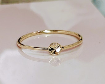 Diamond Cut 14k/10k Real Solid Gold Ring - Gold Stardust Ring - Minimalist Gold Ring - Gold Stacking Rings - Midi Ring - Gold Pinky Ring