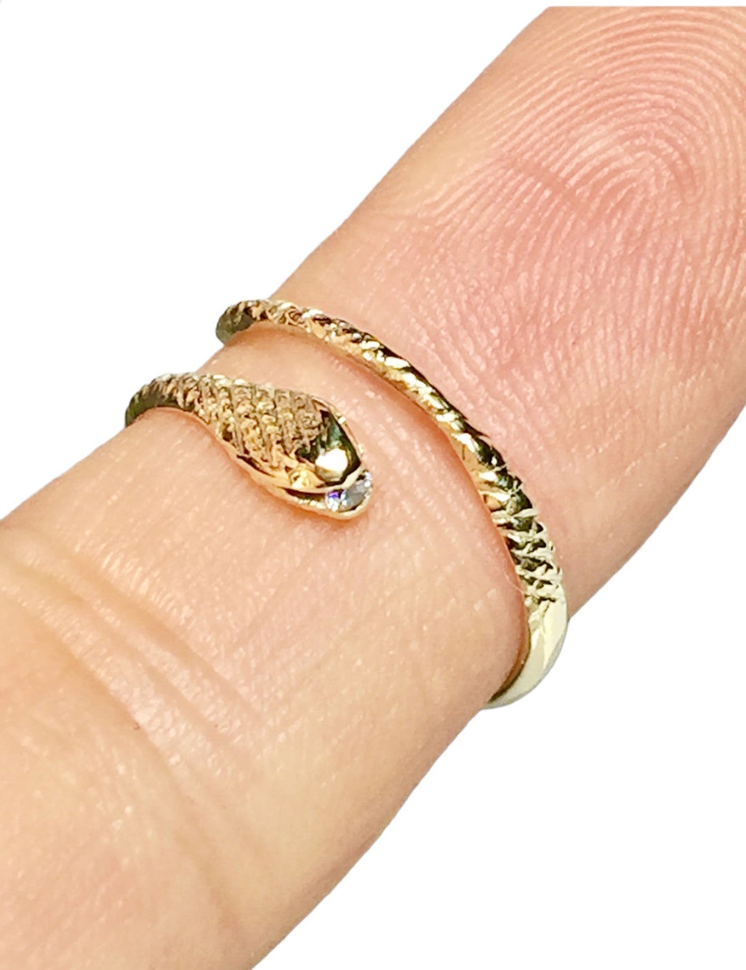 14k 10k Solid Gold Diamond Snake Ring Gold Cuff Ring Etsy
