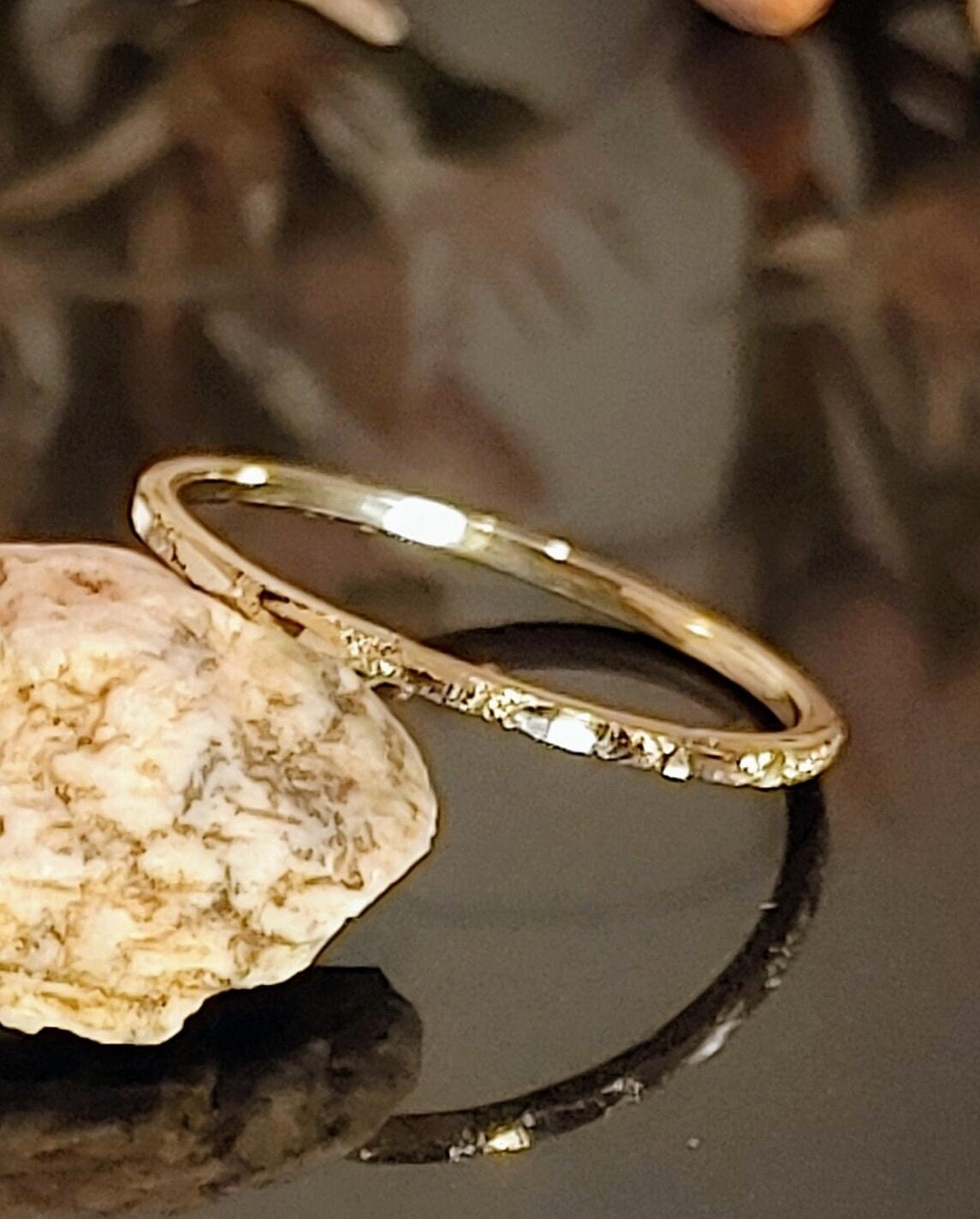 Diamond Cut Ring, 10k/14k Solid Gold Stardust Ring, Minimalist Gold Ring, Gold Stacking Ring, Midi Ring, Gold Pinky Ring, Gold Thumb Ring