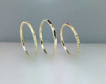 SALE 14k/10k Solid Gold Stacking Rings - Pinky Rings For Women - Thin Gold Rings - Delicate Gold Ring - Minimalist Gold Ring - Toe Rings