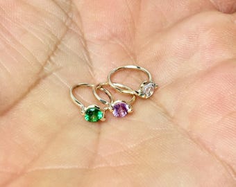 14k 10k Solid Gold Baby Ring - Birthstone Ring Charms - 14k Tiny Baby Rings - Gifts for Mom - Baby Jewelry - Newborn Gold Jewelry