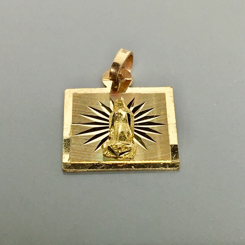 10k solid gold necklace pendant/ Mother Mary gold pendant/ Etsy