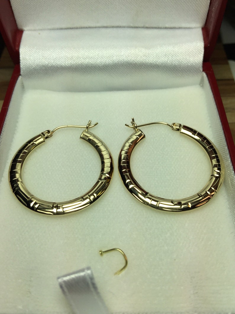 Simple Hoop earrings Gold Earrings Ladies gold Greek Key hoop Earrings 10k gold Hoop earrings