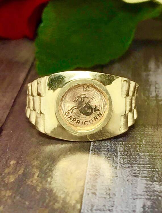 14k Solid Gold Zodiac Sign Rings - Gold Capricorn