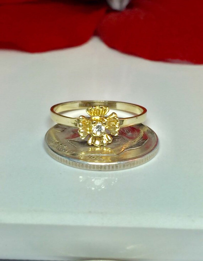 14k Gold Baby Ring 14k Solid Gold Diamond Ring Kids 14k Etsy